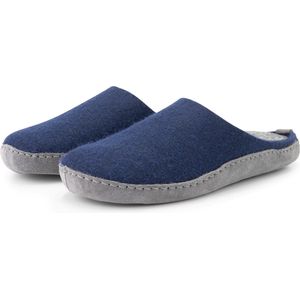 Travelin' Get-Home Dames Sloffen - Wollen Pantoffels - Instappers met suède zool - Navy Blauw - Maat 39