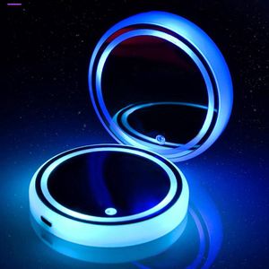 Bekerhouder Verlichting Auto LED Coaster Universele Kleur Veranderende Drink Mat USB Opladen Lichtgevende Cup Pad Auto Interieur Sfeer Licht