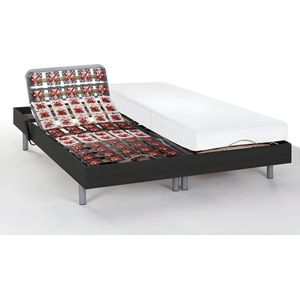 DREAMEA Elektrisch bed – bedbodem en matras – latex-instap CASSIOPEE III van DREAMEA - zwart - motoren OKIN - 2x80x200 cm L 200 cm x H 35 cm x D 160 cm