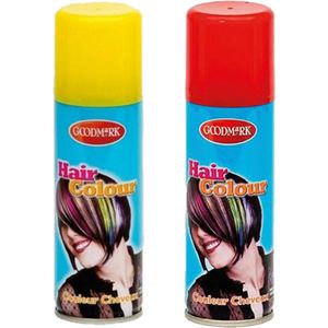 Supporters of Carnaval verkleed feest haarverf/haarspray set in de kleuren rood/geel 125 ml - Spanje