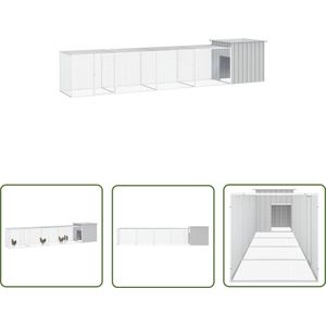 The Living Store Kippenhok 500x91x100 cm gegalvaniseerd staal grijs - Kippenhok - Kippen Verblijf - Kippencoop - Vogelvoliere - Stalletje
