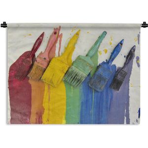 Wandkleed Stillevens Abstract - Stilleven van kleurrijke verfkwasten Wandkleed katoen 150x112 cm - Wandtapijt met foto