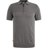 Cast Iron polo grijs effen met rits