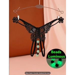 Sexy string met open kruis en lichtgevende kralen - nachtclub - swingersclub -