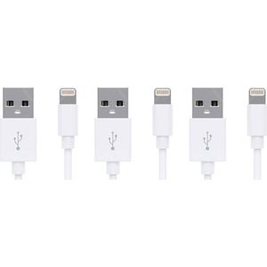 Kabelset 1 Meter Wit voor Apple Lightning devices - Triple pack