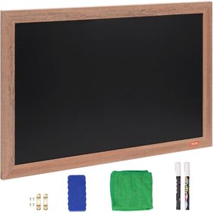 magnetisch krijtbord met houten frame 508 x 762 mm, magnetisch verzamelbord 432 x 686 mm, verticaal of horizontaal hangend incl. 2 krijtstiften & gum & doek, wandmontagestandaard