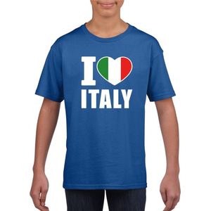 Blauw I love Italy supporter shirt kinderen - Italie shirt jongens en meisjes 110/116