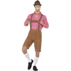 Smiffy's - Boeren Tirol & Oktoberfest Kostuum - Schuhplattler Schumi Lederhosen - Man - Bruin - XL - Bierfeest - Verkleedkleding