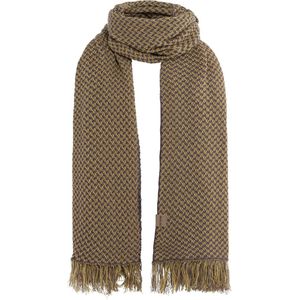 Knit Factory Astre Sjaal Dames - Katoenen sjaal - Langwerpige sjaal - Paars/goude zomersjaal - Dames sjaal - Blok motief - Violet/Gold - 200x90 cm - XXL Sjaal - 50% katoen/50% acryl