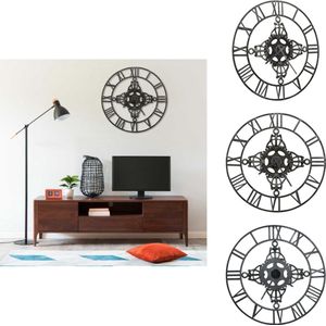 vidaXL Wandklok Romeinse cijfers - 78 x 7 x 78 cm - metalen constructie - Klok