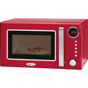 Magnetron met Grill en Digitale Display - 20 Liter, 700/1000 W, Vintage Stijl, Rood