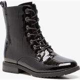 Blue Box dames lak veterboots croco print - Zwart - Maat 37