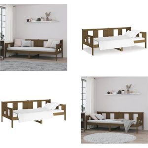 vidaXL Slaapbank massief grenenhout honingbruin 90x190 cm - Slaapbank - Slaapbanken - Bedbank - Bed