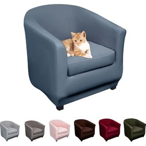 Clubstoelhoezen, stretch stoelhoezen, fauteuilhoes, kuipstoelhoes, bankhoes, elastisch, antislip clubstoelhoezen, hoes voor loungestoelen, blauwgrijs