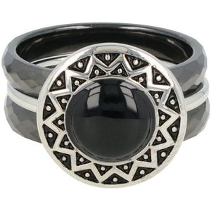 My Bendel Ringenset met Onyx Edelsteen - Ringenset met Zwart Keramiek en Onyx Edelsteen - Met luxe cadeauverpakking