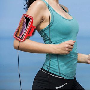 Sport armband Geschikt voor Apple iPhone 13 Pro Max / 12 Pro Max / 11 Pro Max met verstelbare elastische band en sleutelhouder voor hardlopen Hoes - Wandelen Sportband - Rood