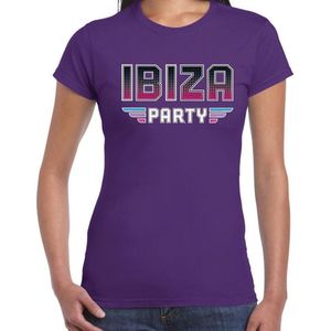 Ibiza party feest t-shirt paars voor dames - paarse 70s/80s/90s disco/feest shirts XL