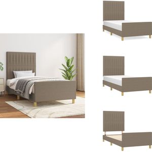 vidaXL Bedframe Met Hoofdeinde - Bedframes Met Hoofdeindes - Bed - Slaapmeubel - Bedframe zonder matras 100x200 cm stof taupe