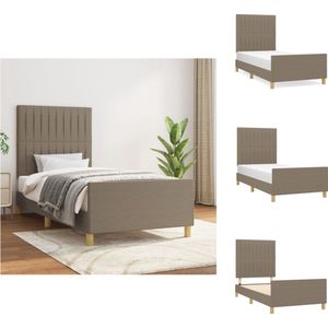 vidaXL Bedframe Taupe - 203 x 103 x 118/128 cm - Hoogte verstelbaar - Stabiele poten - Multiplex lattenbodem - Comfortabele ondersteuning - Montagehandleiding inbegrepen - Bed