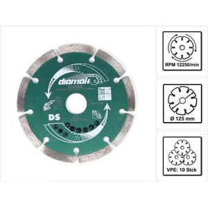 Makita Diamak 125 mm 10 stuks ( 10x D-61139 ) Diamantdoorslijpschijf voor steen, beton 22,23 mm houder