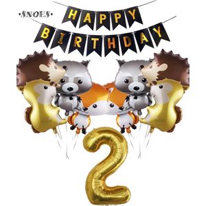 Snoes Ballonnen Bosdieren Extra – Dieren Feestpakket Cijferballon 2 - Kinderverjaardag Versiering