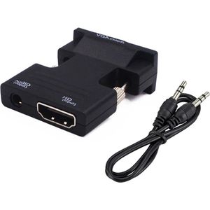 VIKEFON - Adapterkabel HDMI naar VGA met Audio - 1080p Full HD Ondersteuning - Zwart, 15 cm