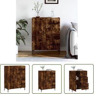 The Living Store Dressoir 69,5x34x90 cm bewerkt hout gerookt eikenkleurig - Dressoir - Vintage Dresser - Houten Dressoir - Landelijk Dressoir - Opbergkast