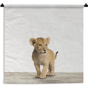 Wandkleed Animalprintshop - Leeuwenwelp dierenprint kinderkamer Wandkleed katoen 180x180 cm - Wandtapijt met foto