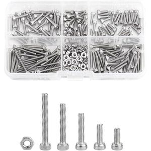 Zeskant stopcontact knop hoofd schroeven en moeren Assortiment Set van 210st - M2.5 Roestvrij Staal SS304