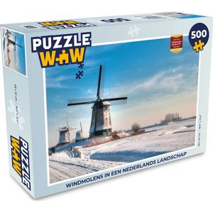 Puzzel Windmolens in een Nederlands landschap - Legpuzzel - Puzzel 500 stukjes