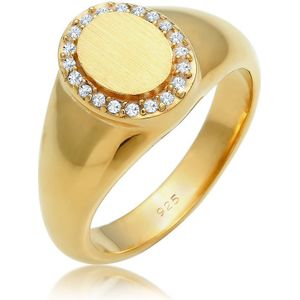 Elli PREMIUM Dames Ring Elli PREMIUM Ring Dames Signetring Elegant met kristallen in 925 Sterling Zilver Verguld