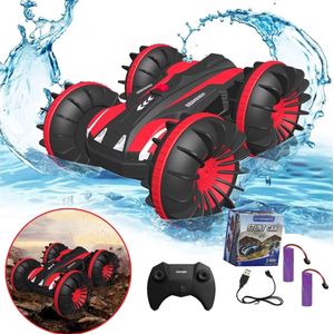 GT Amfibische RC Auto & Boot Rood – 2x Accu – RC Auto voor Water, Sneeuw & Offroad – Bestuurbare Auto Kinderen & Volwassenen – Stuntauto 2024