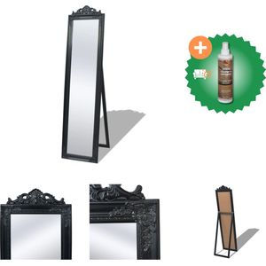 vidaXL Vrijstaande spiegel Barokstijl 160x40cm zwart - Spiegel - Inclusief Houtreiniger en verfrisser