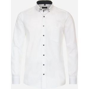 Redmond comfort fit overhemd - popeline - wit dessin - Strijkvriendelijk - Boordmaat: 37/38