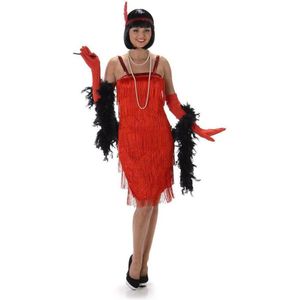 Karnival Costumes Charleston Flapper Kostuum Jaren 20 Danseres Carnavalskleding Dames Carnaval - Polyester - Rood - Maat XS - 3-Delig Jurk/Handschoenen/Hoofdband