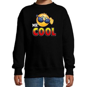 Funny emoticon sweater Mr.Cool zwart voor kids - Fun / cadeau trui 122/128