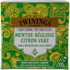 Twinings Thee Ayurveda munt zoethout limoen 20 zakjes