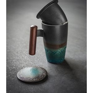 Handgemaakte Keramische Koffie & Thee Mok Grote Keramische Zeef Creatieve Retro Mok Traditionele Thee Aardewerk Mok