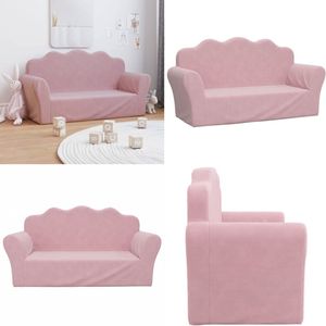 vidaXL Kinderbank 2-zits zacht pluche roze - Kinderbank - Kinderbanken - Kinderbankje - Bank Kinderkamer