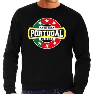Have fear Portugal is here sweater met sterren embleem in de kleuren van de Portugese vlag - zwart - heren - Portugal supporter / Portugees elftal fan trui / EK / WK / kleding XXL