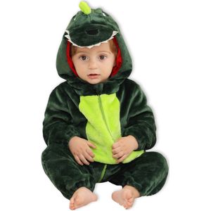 BoefieBoef Dieren Baby Onesie Peuter Pyjama Kinderen 6 maanden tot 2 jaar – Verkleedpak met Luierrits – Carnaval Sinterklaas Kerst en Kraamcadeau Tip – Flanel - Romper - Boxpak - Jongens - Meisjes - Kruippak - Winterpak - Dinosaurus - Donker Groen