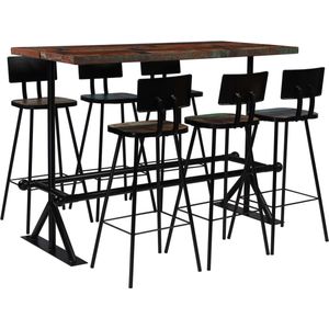 The Living Store Houten Barset - Retro Industriële Stijl - Gerecycled Hout - 150x70x107 cm tafel - 45x36x99 cm stoel
