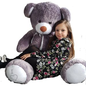 Knuffelbeer - met Hart - 160 cm - Grijs Wit