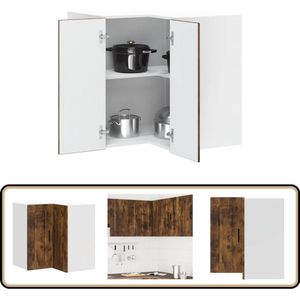 vidaXL Hoekkast Porto - Gerookt Eiken, 57x57x60cm Keukenhoekkast - Winkelkasten - Opslagoplossing - Keukeninrichting - Houten Kast