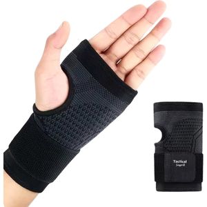 Tactical Support Polsbrace met Compressie en Verstelbare Band – Optimale Ondersteuning voor Sport, Herstel en Pijnverlichting - Maat M
