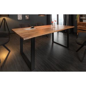 Massief houten eettafel MAMMUT 180 cm wild acacia industrieel design tafelblad 2,6 cm