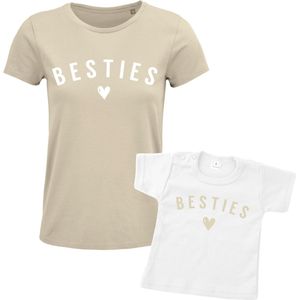 Matching shirt Moeder & Dochter | Besties | Dames Maat L Dochter Maat 122/128