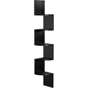 Hoppa! Zigzag Hoekkast - Wandplank - Wandkast - Zwart - Kunststof - 20x20x127,5 20 cm (BxDxH)