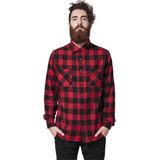 Urban Classics Overhemd -2XL- Checked Flanell Zwart/Rood