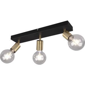LED Plafondspot - Torna Zuncka - E27 Fitting - 3-lichts - Rechthoek - Mat Zwart/Goud - Aluminium